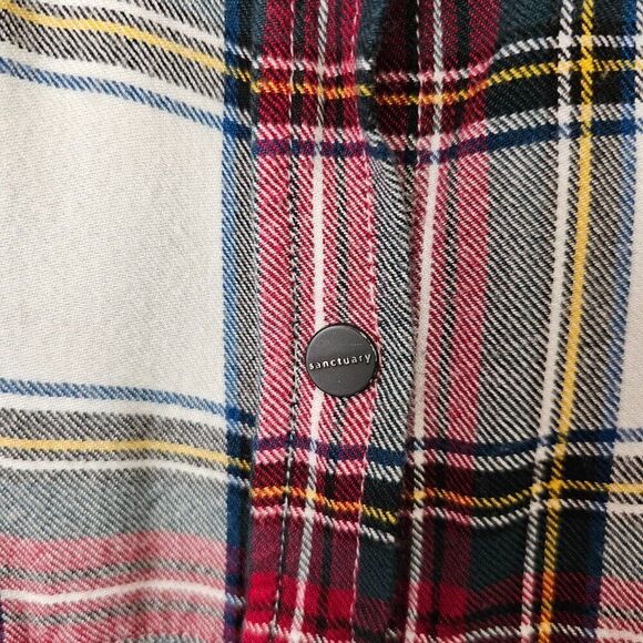 EUC SANCTUARY PLAID SUPER SOFT BOYFRIEND SHIRT SIZE LARGE - Picture 6 of 11